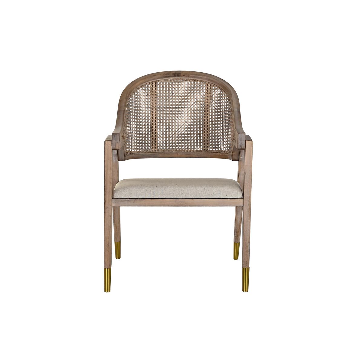 Stol med armlæn DKD Home Decor Beige Polyester Metal Gran Plastik 59 x 55 x 88 cm