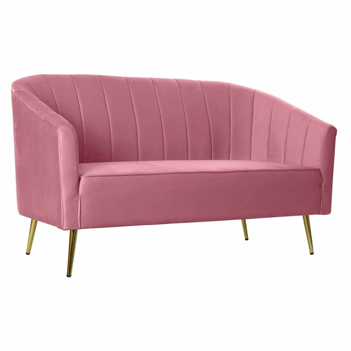 Sofa DKD Home Decor Pink Metal Polyester Svamp Træ MDF (140 x 77 x 81 cm)