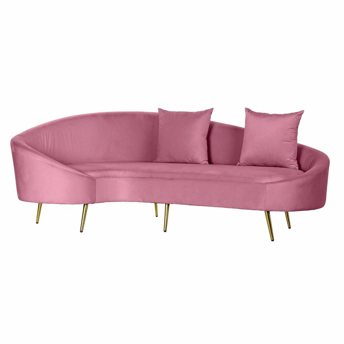 Sofa DKD Home Decor Pink Gylden Metal Polyester (210 x 120 x 84 cm)