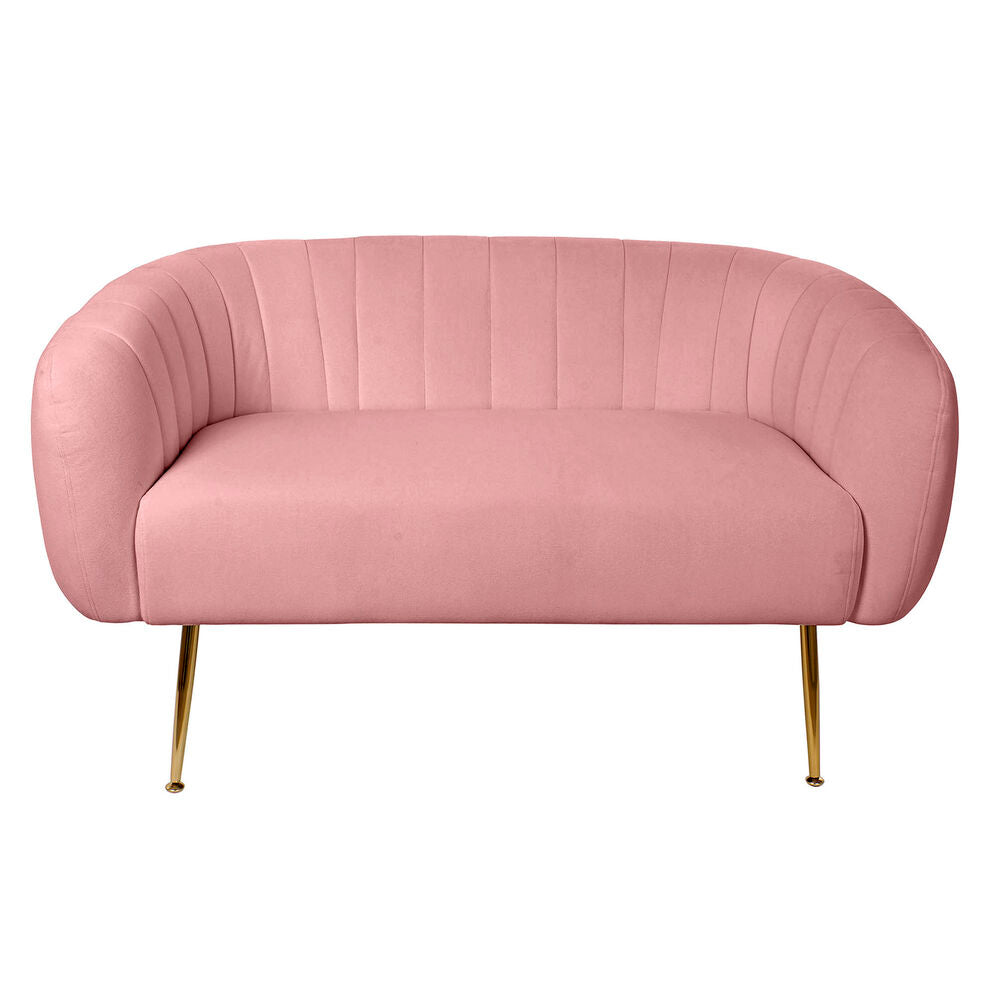 Sofa DKD Home Decor Pink Gylden Skum Træ Metal Plastik Moderne 129 x 75 x 73 cm
