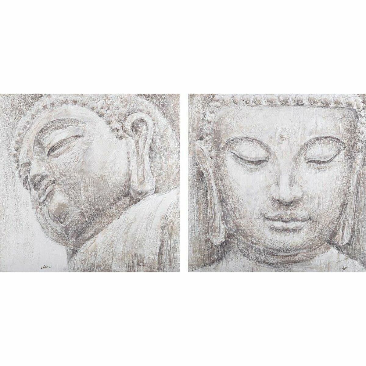 Maleri DKD Home Decor Buddha Orientalsk 80 x 3,5 x 80 cm (2 enheder)