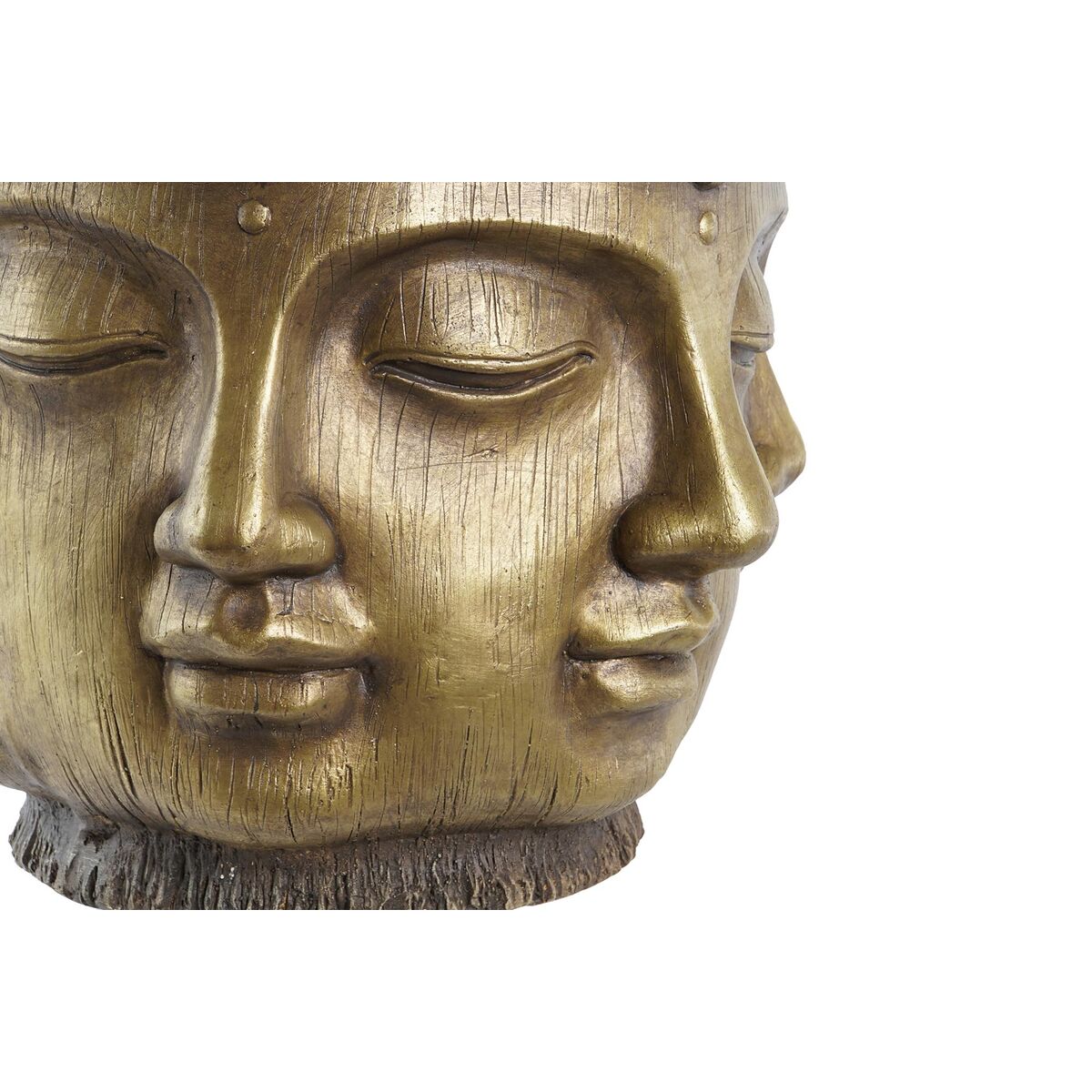 Urtepotte DKD Home Decor Gylden Træ Magnesium Cirkulær Buddha Orientalsk 34 x 34 x 30 cm 30 x 34 x 30 cm