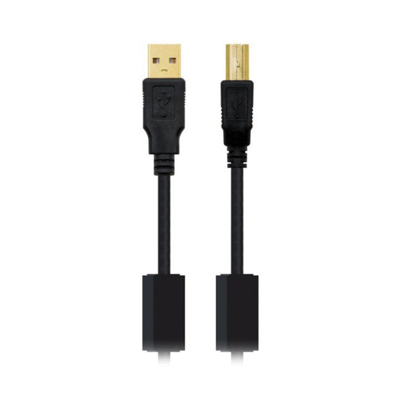 USB 2.0 A til USB B-kabel NANOCABLE 10.01.120 Sort