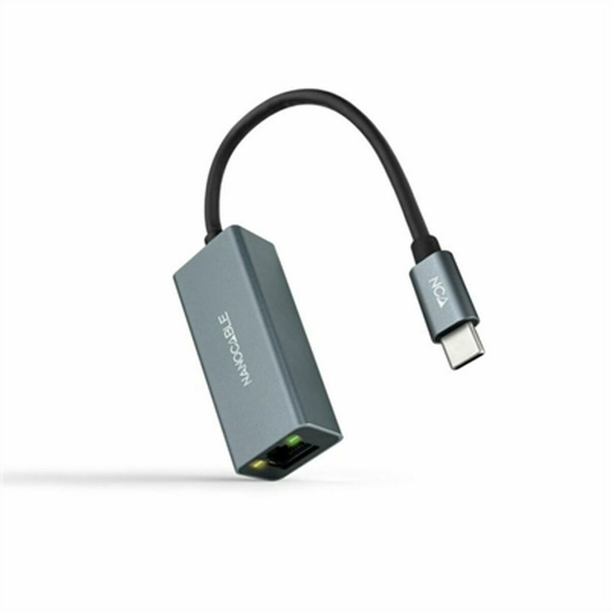 USB C til RJ45-netværksadapter NANOCABLE Conversor USB-C a Ethernet Gigabit 10/100/1000 Mbps, Aluminio, Gris, 15 cm