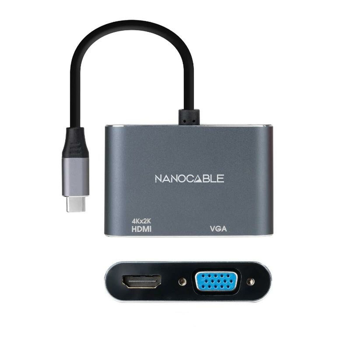 USB C til VGA/HDMI-adapter NANOCABLE 10.16.4303 4K Ultra HD