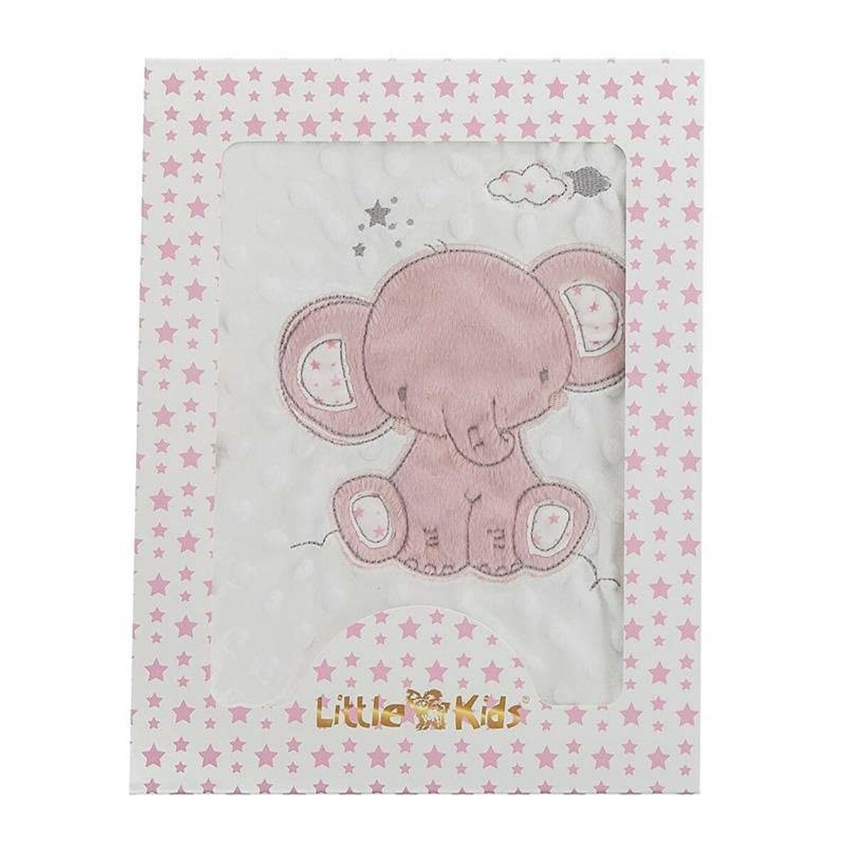 Tæppe til Baby Elefant Pink Broderi Dobbeltsidet 100 x 75 cm