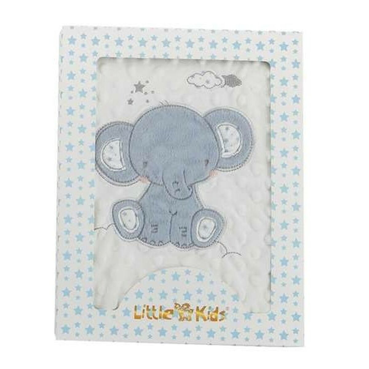 Tæppe til Baby Elefant Blå Broderi Dobbeltsidet 100 x 75 cm