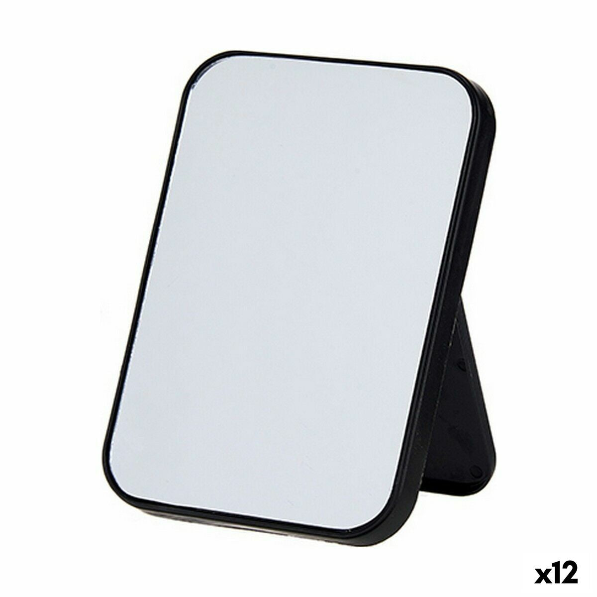 Spejl med Montagebøjler Hvid Sort polypropylen 1,7 x 20 x 14 cm (12 enheder)