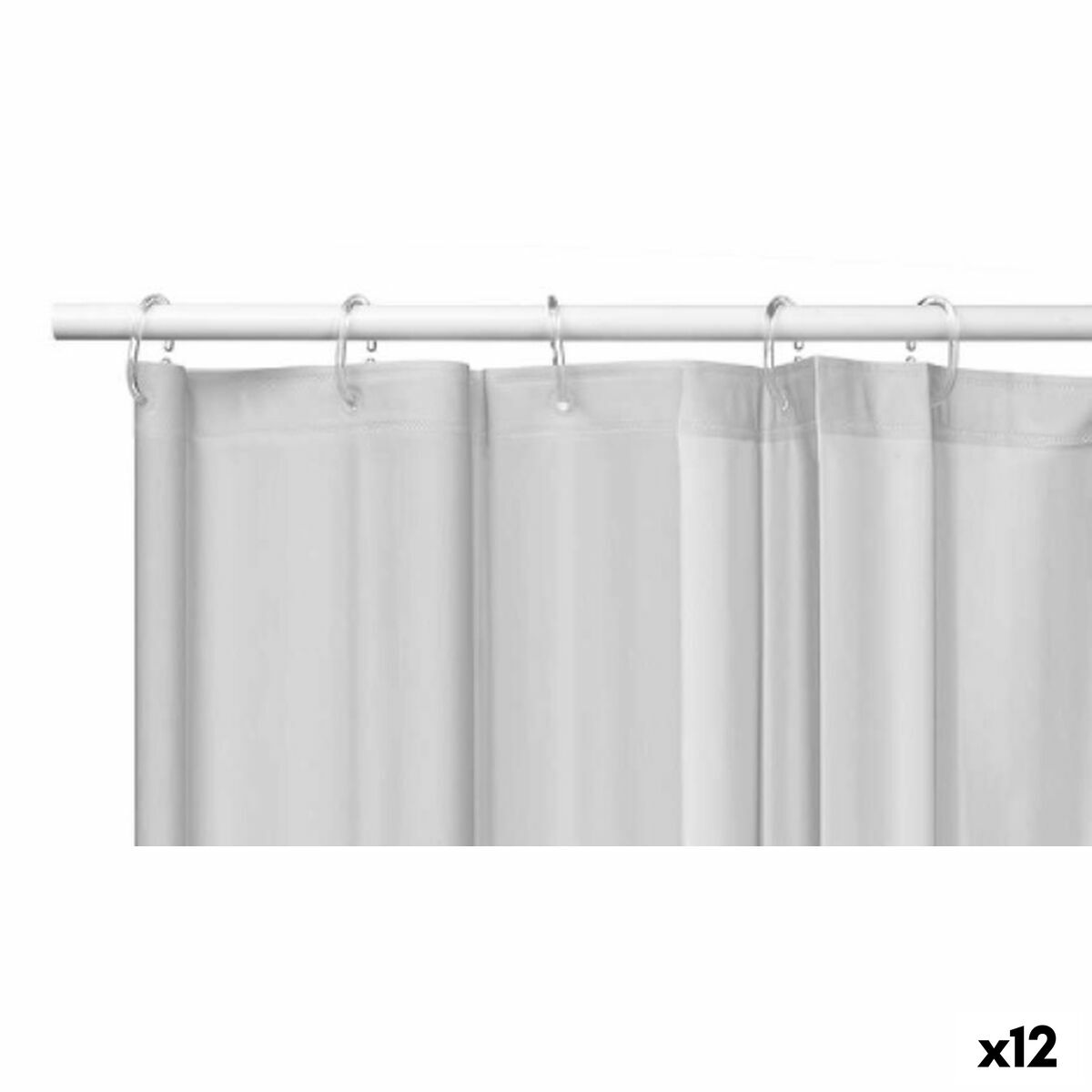 Brusebadsforhæng Grå Polyetylen EVA 180 x 180 cm (12 enheder)