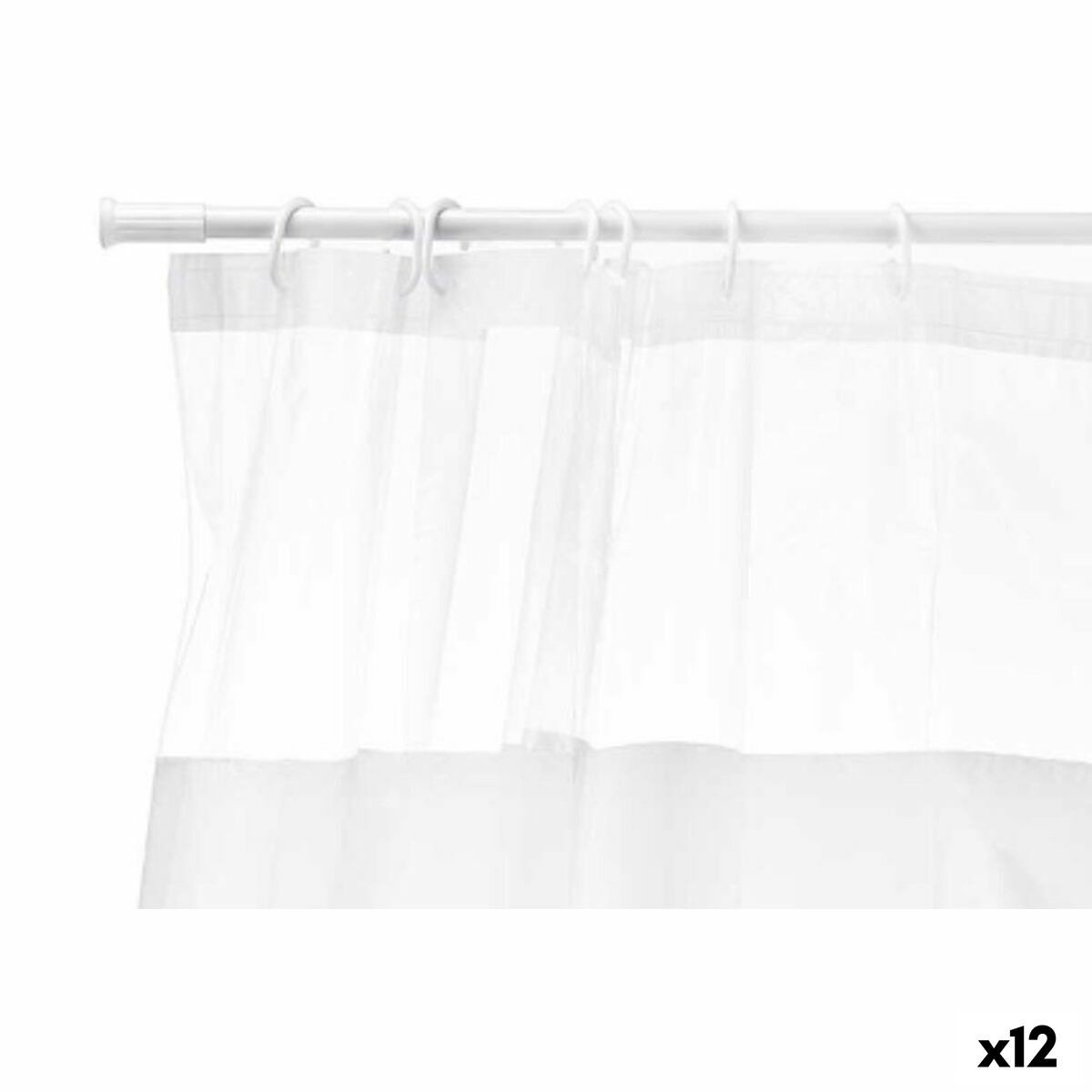 Brusebadsforhæng 180 x 180 cm Gennemsigtig Hvid Plastik PEVA (12 enheder)