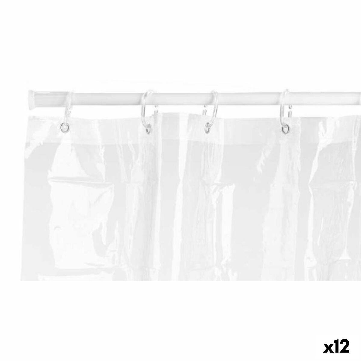 Brusebadsforhæng 180 x 180 cm Plastik PEVA Gennemsigtig (12 enheder)