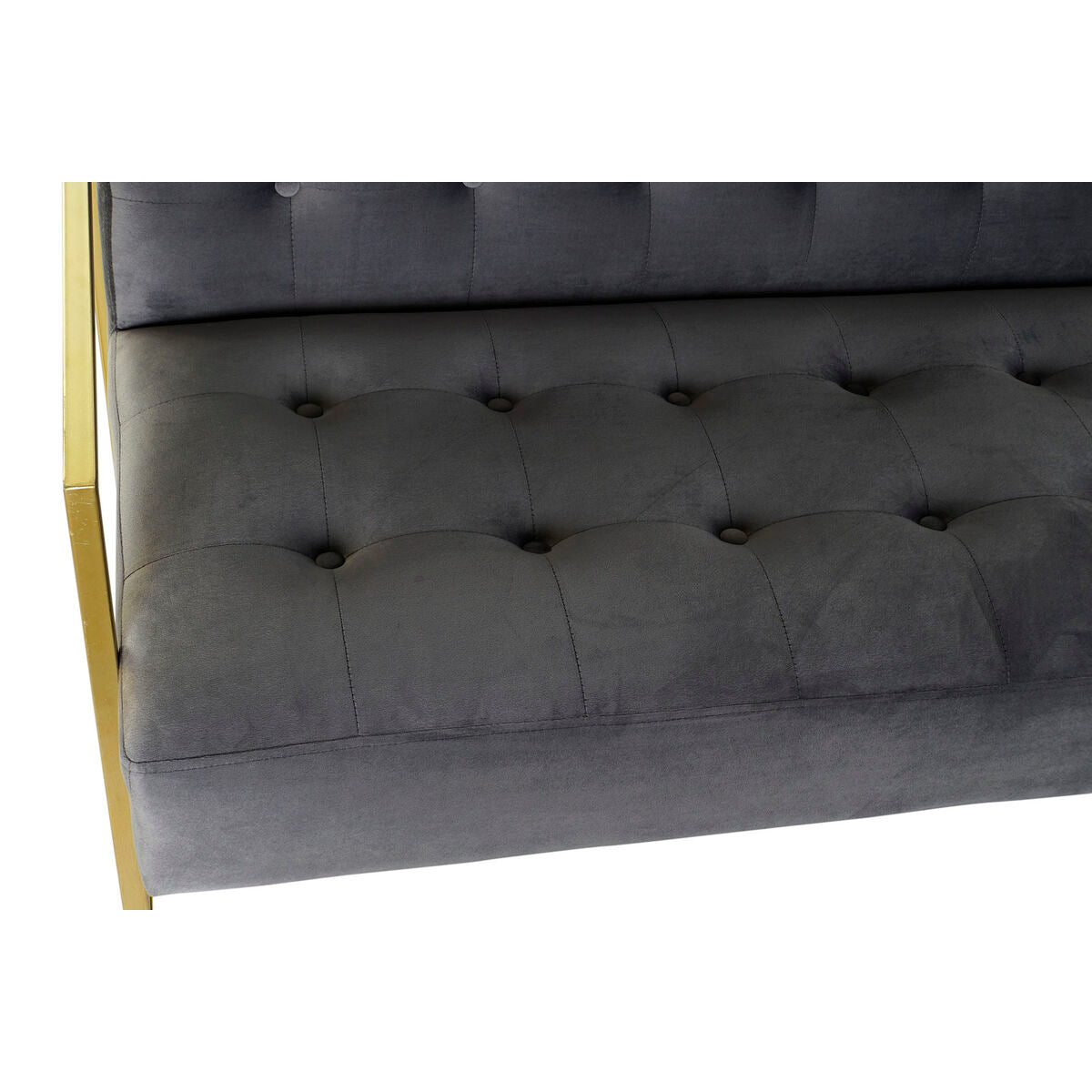 Sofa DKD Home Decor Grå Polyester Metal Gylden Glam (128 x 70 x 76 cm)