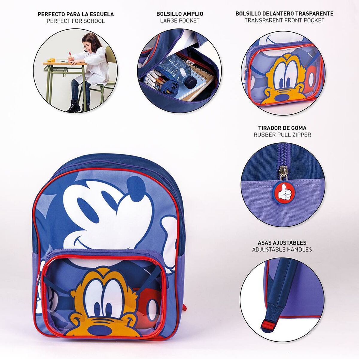 Skoletaske Mickey Mouse Blå 25 x 30 x 12 cm